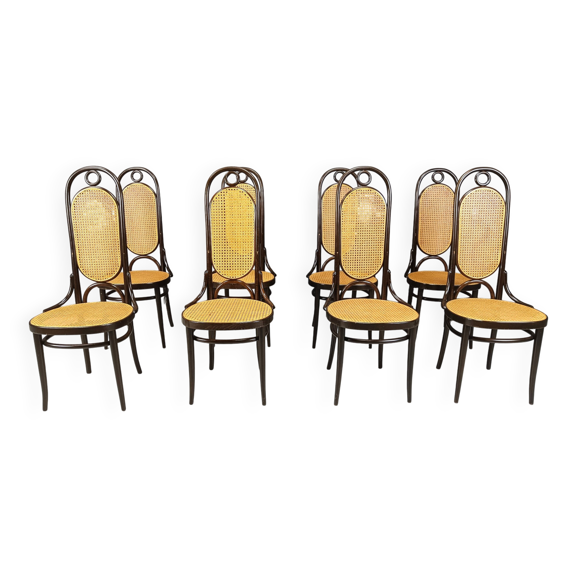 Thonet no. 207 dining chairs 'Long John', set of 8, 1980