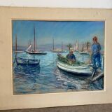 Gouache of the port of Saint Raphaël