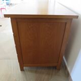 Vintage modernist desk - 5 drawers - shelf - 1950s - closure mechanism