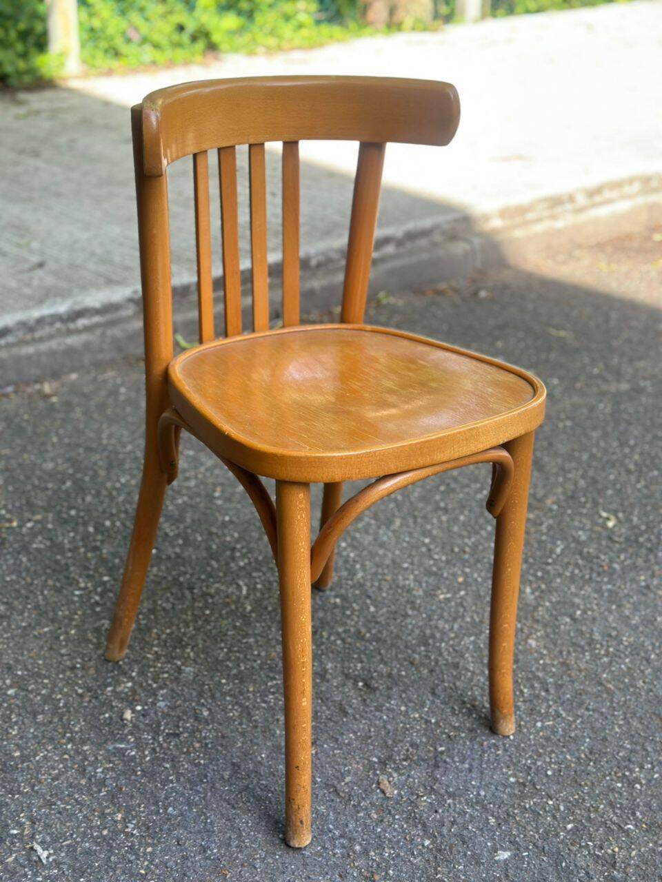 1960s light wood bistro chair signed