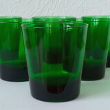 Lot de six verres verts vintage