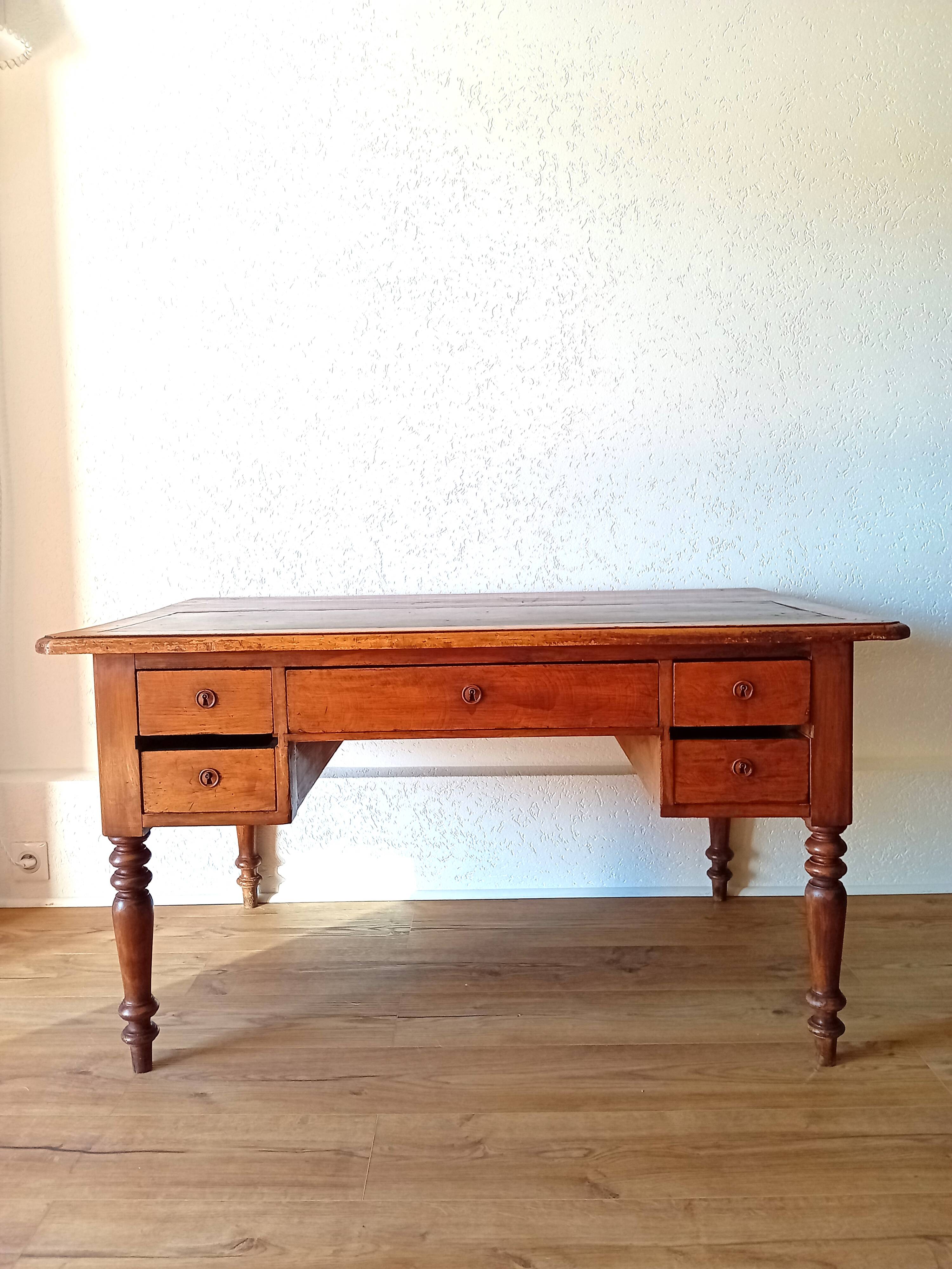 Grand bureau bois & cuir