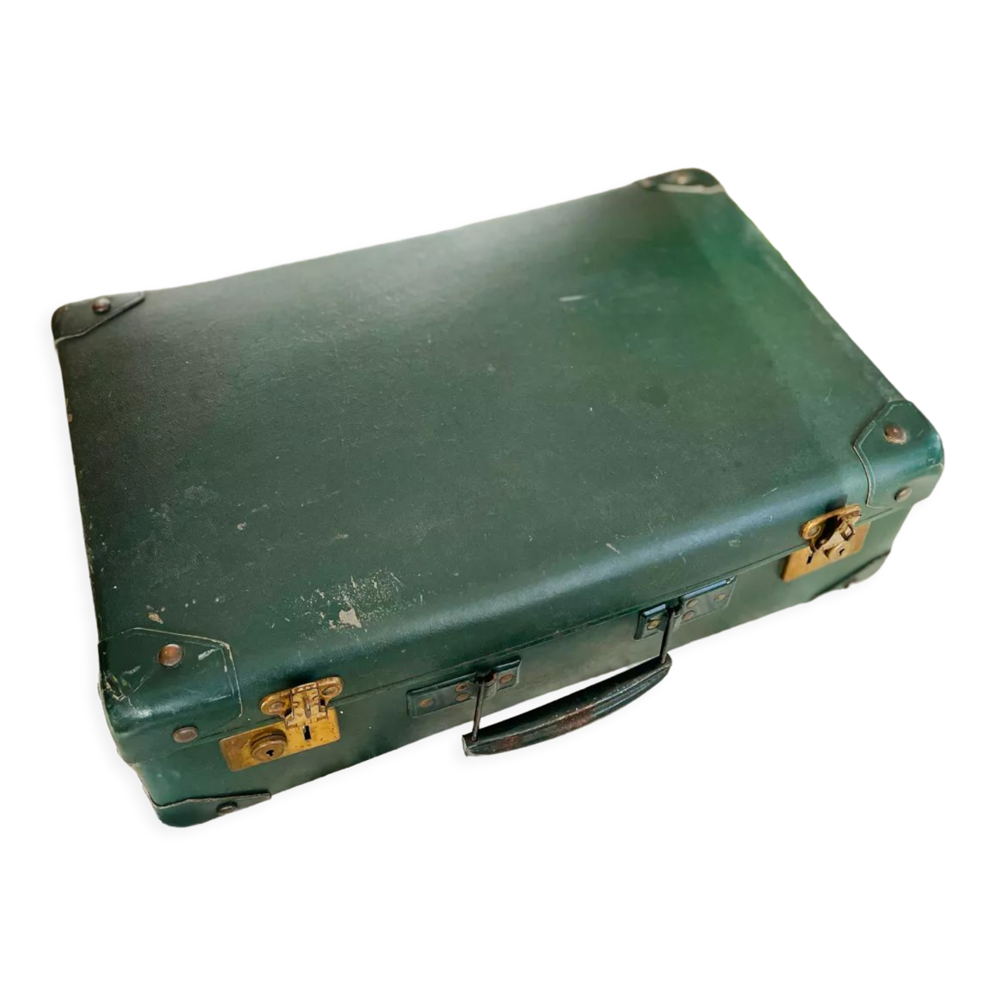 Valise carton vintage vert foncé