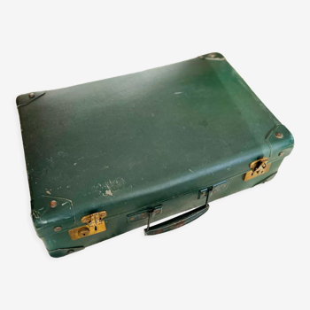 Dark green vintage cardboard suitcase