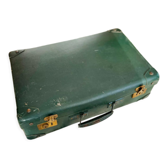 Dark green vintage cardboard suitcase