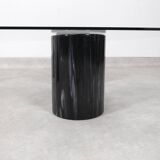 Vintage Italian Rectangular Marble Coffee Table with Glass Top