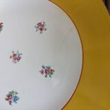 Set of 10 dessert plates with yellow border and floral decoration Sarreguemines