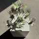 Small vintage cream metal flower chandelier with orange flowers and 3 arms.