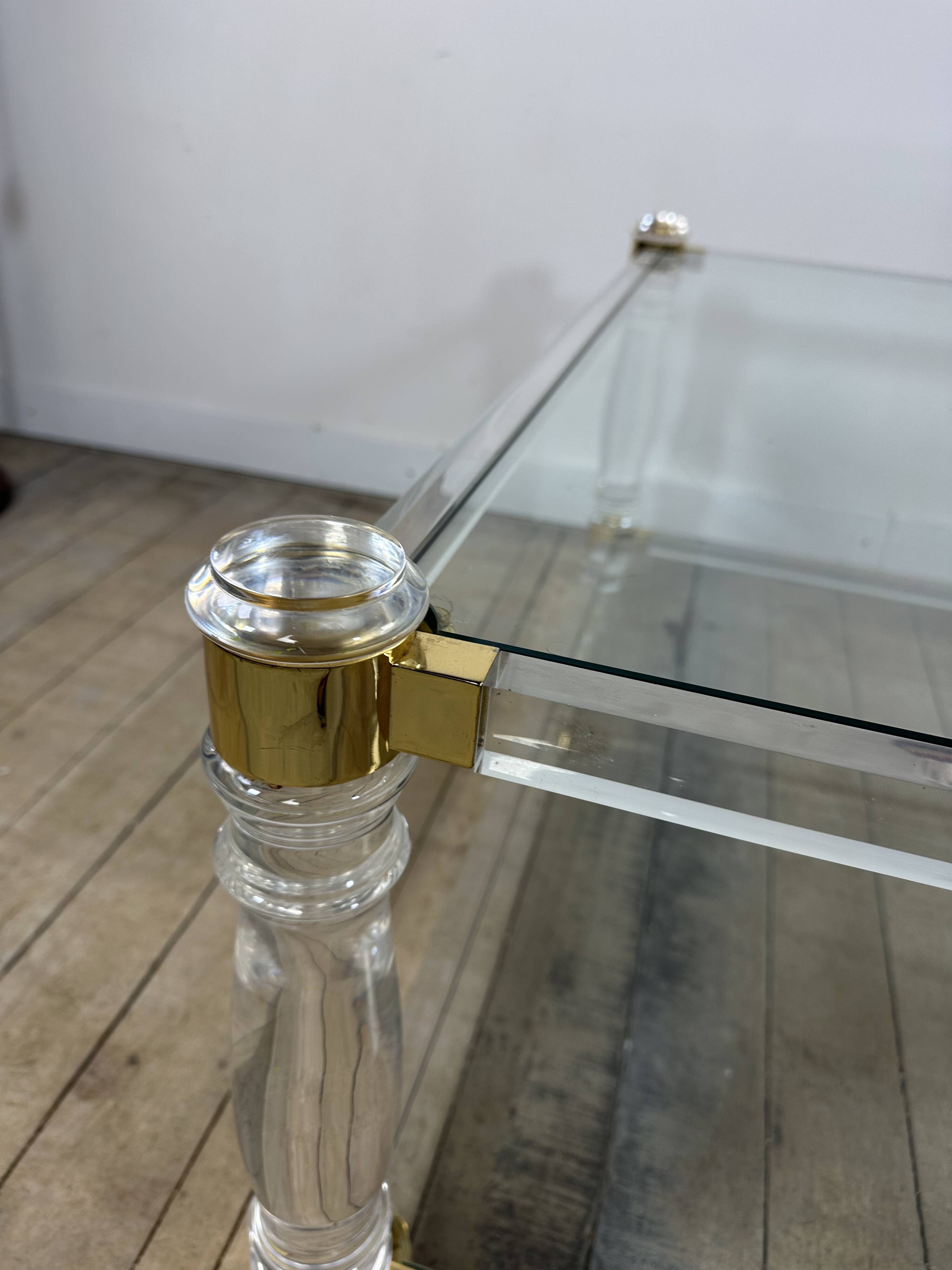 Table basse Hollywood Regency en altuglass et verre 1970'S