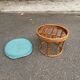 Vintage round woven bamboo pouf