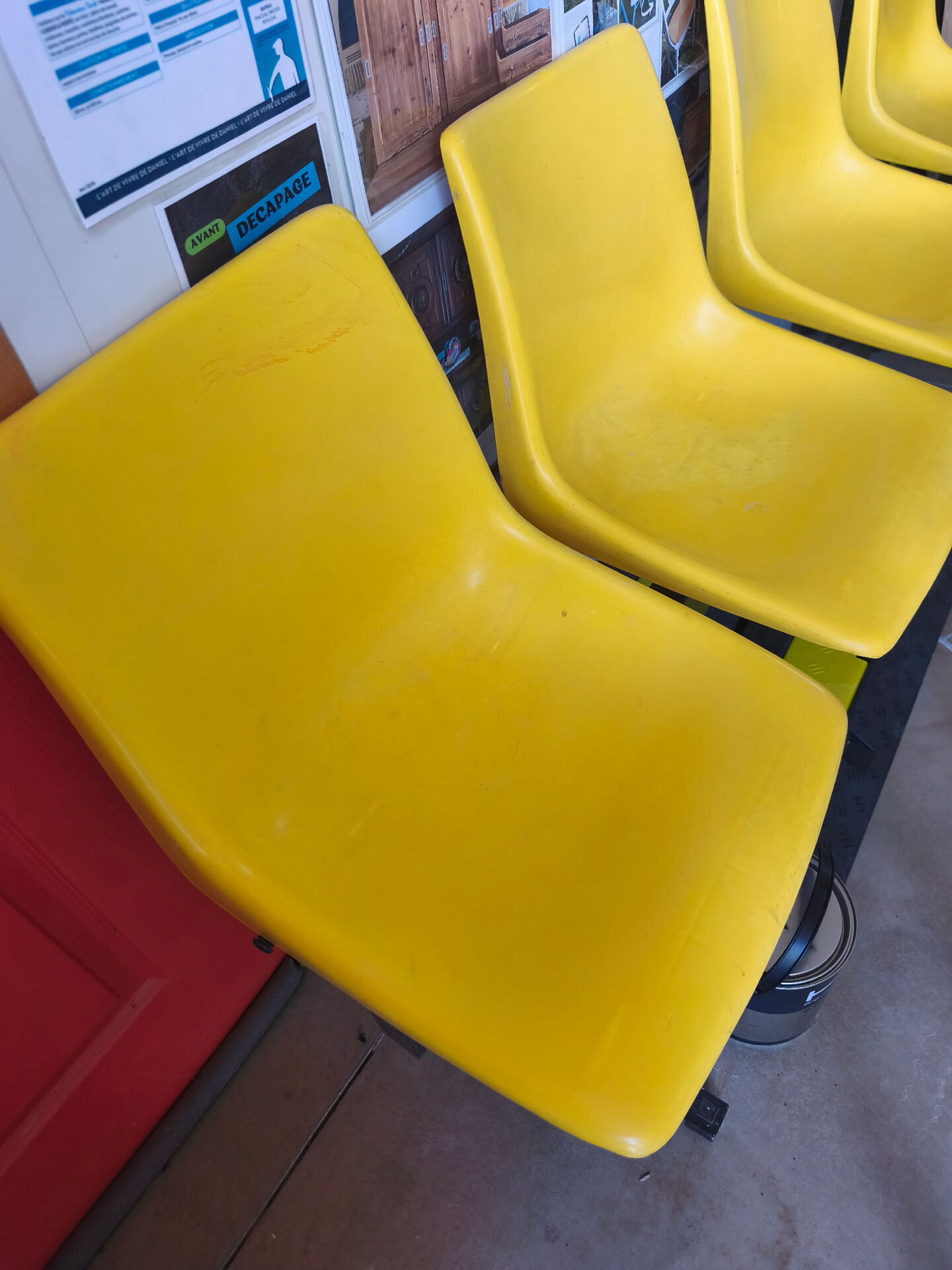 Waiting bench, vintage yellow sofa