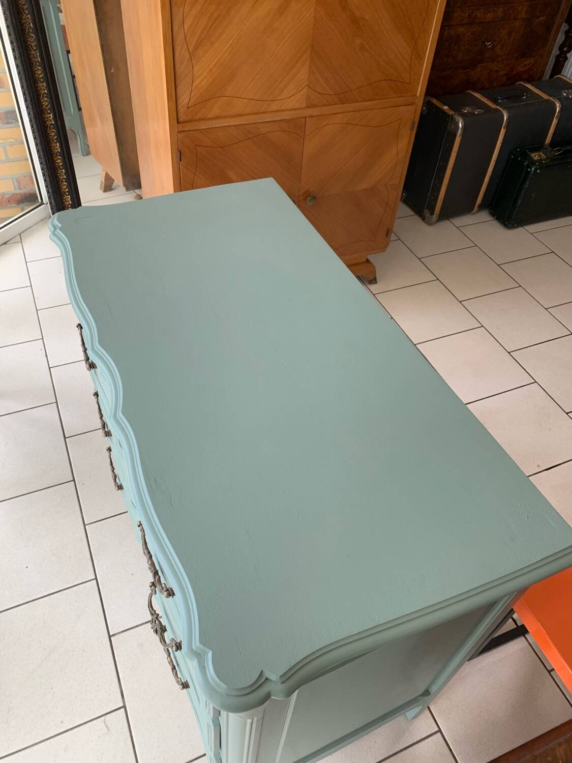 Commode style louis XV Verte