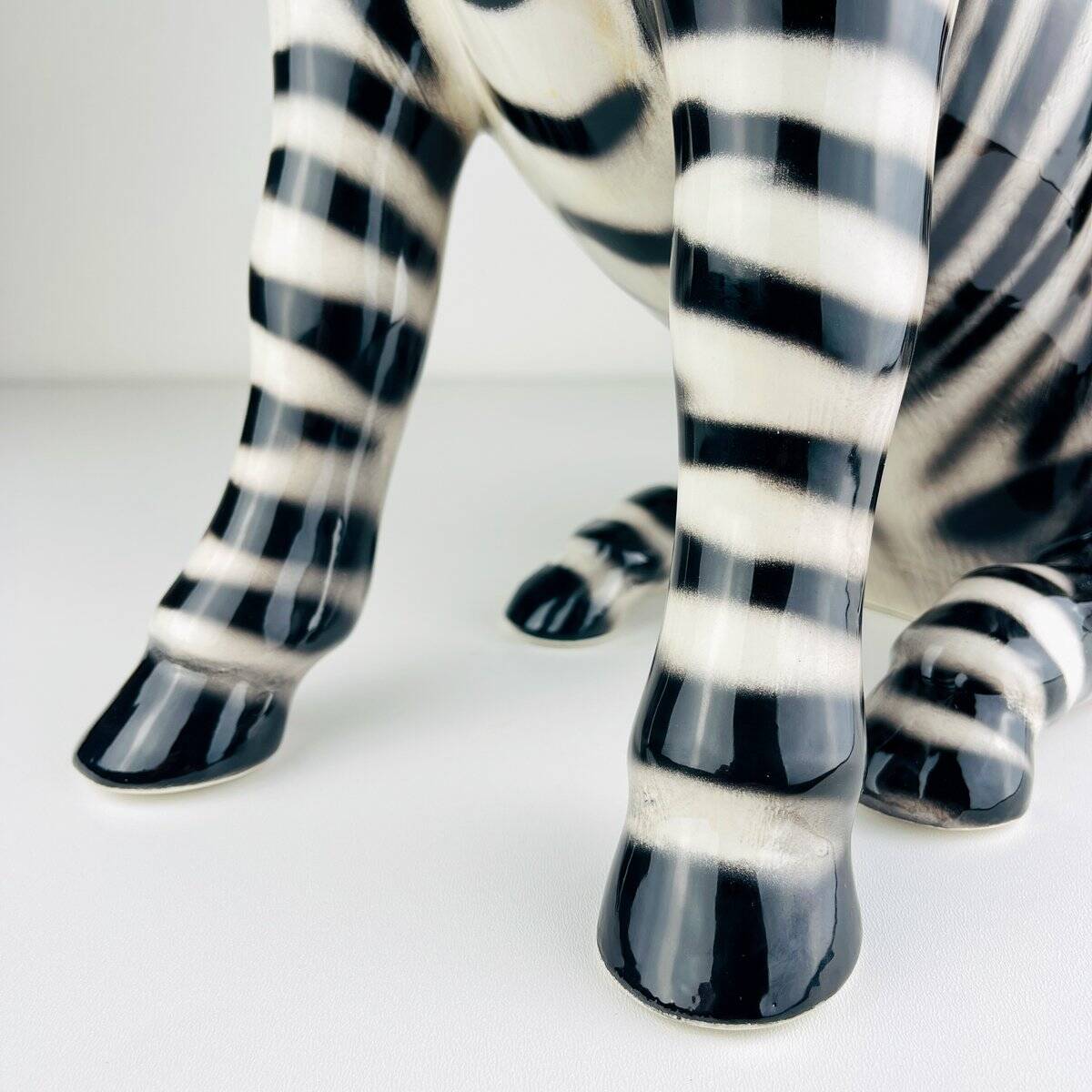 Large ceramic zebra sculpture from Bassano, Italy, 2000s.