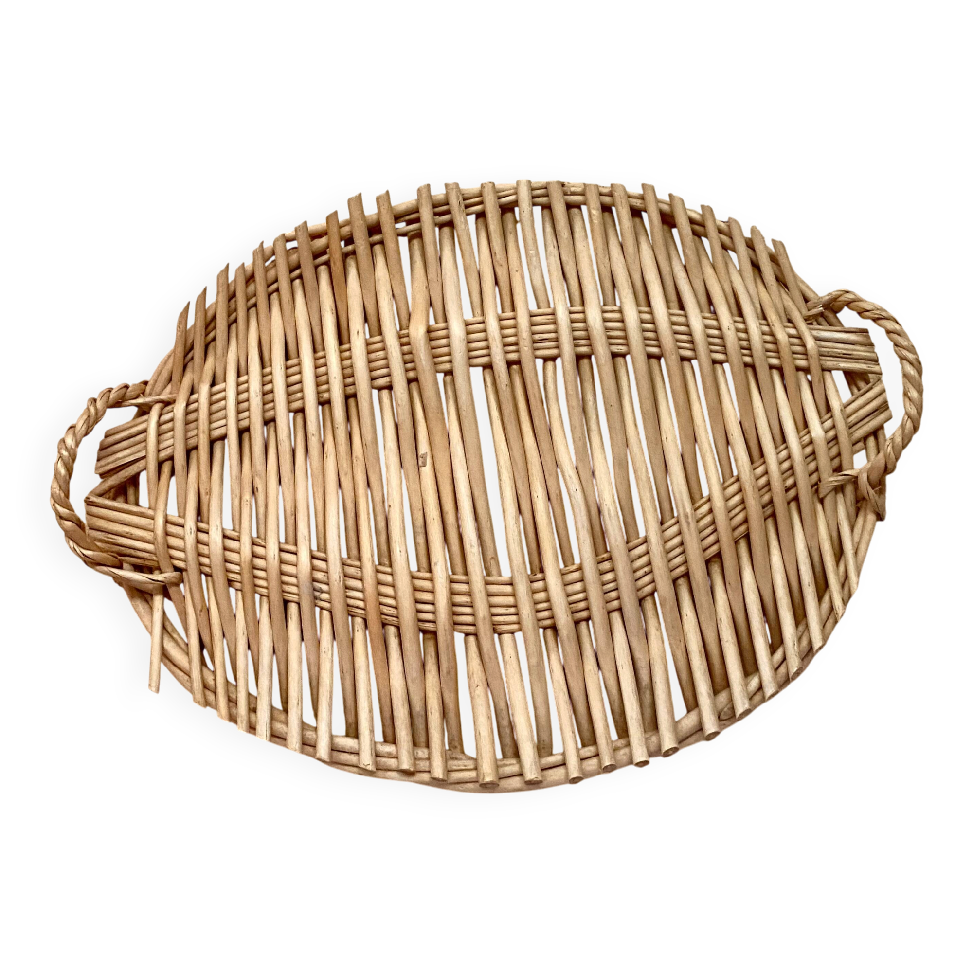 Wicker plateau with 2 handles