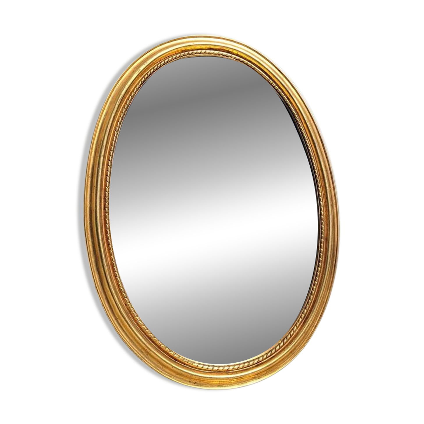 Ancien miroir ovale doré et frise 40x53cm