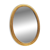 Ancien miroir ovale doré et frise 40x53cm