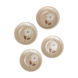 4 plates Autumn stoneware with daisy pattern