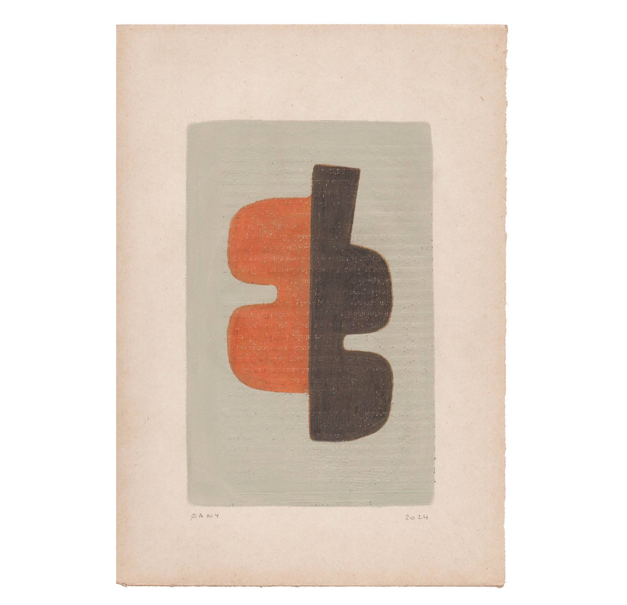 Paintings on old paper - abstract paintings signed Eawy