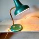 50's 50's green metal articulated desk lamp and golden flexible foot