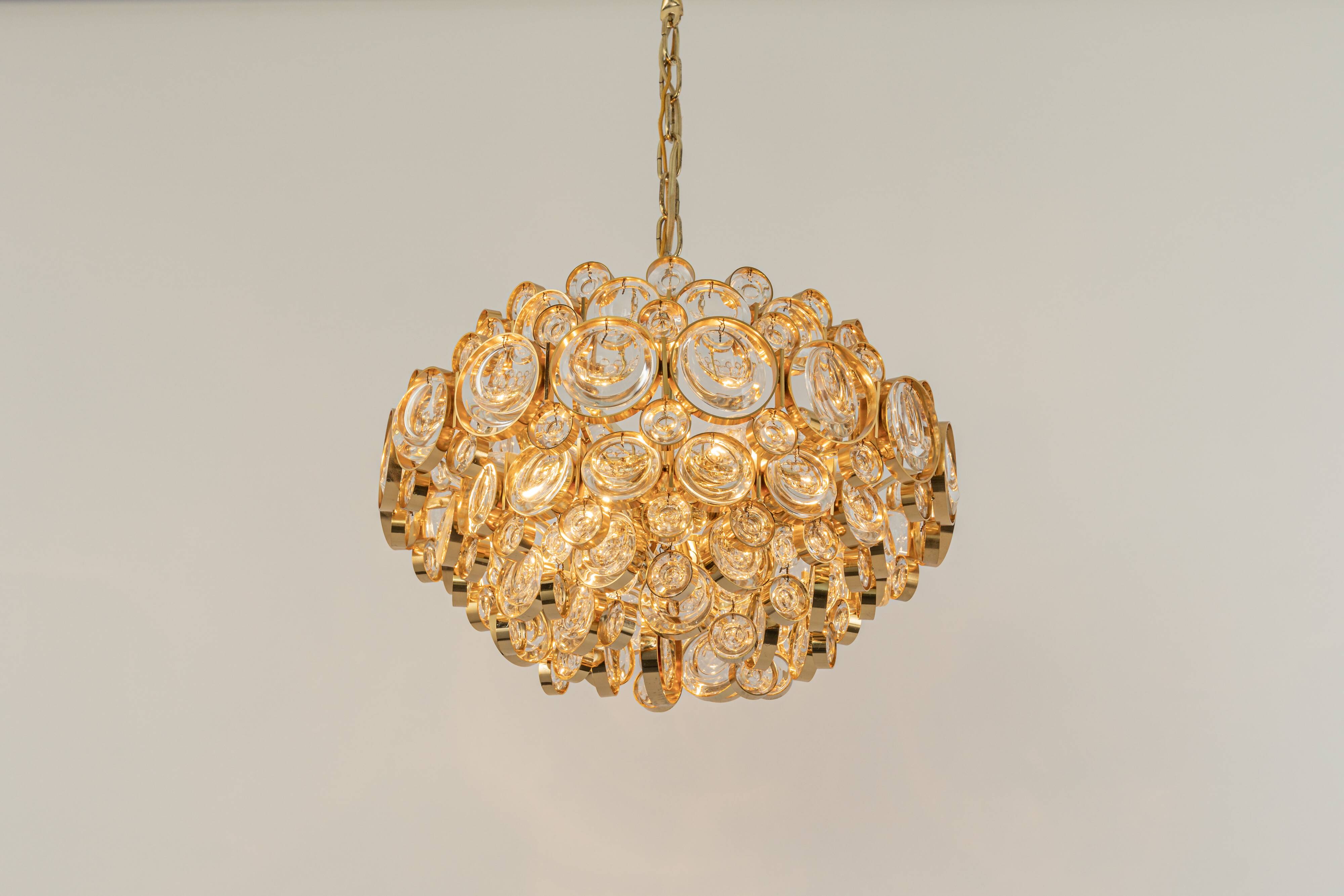 Gilt brass chandelier, design by Palwa, Germany, 1970s