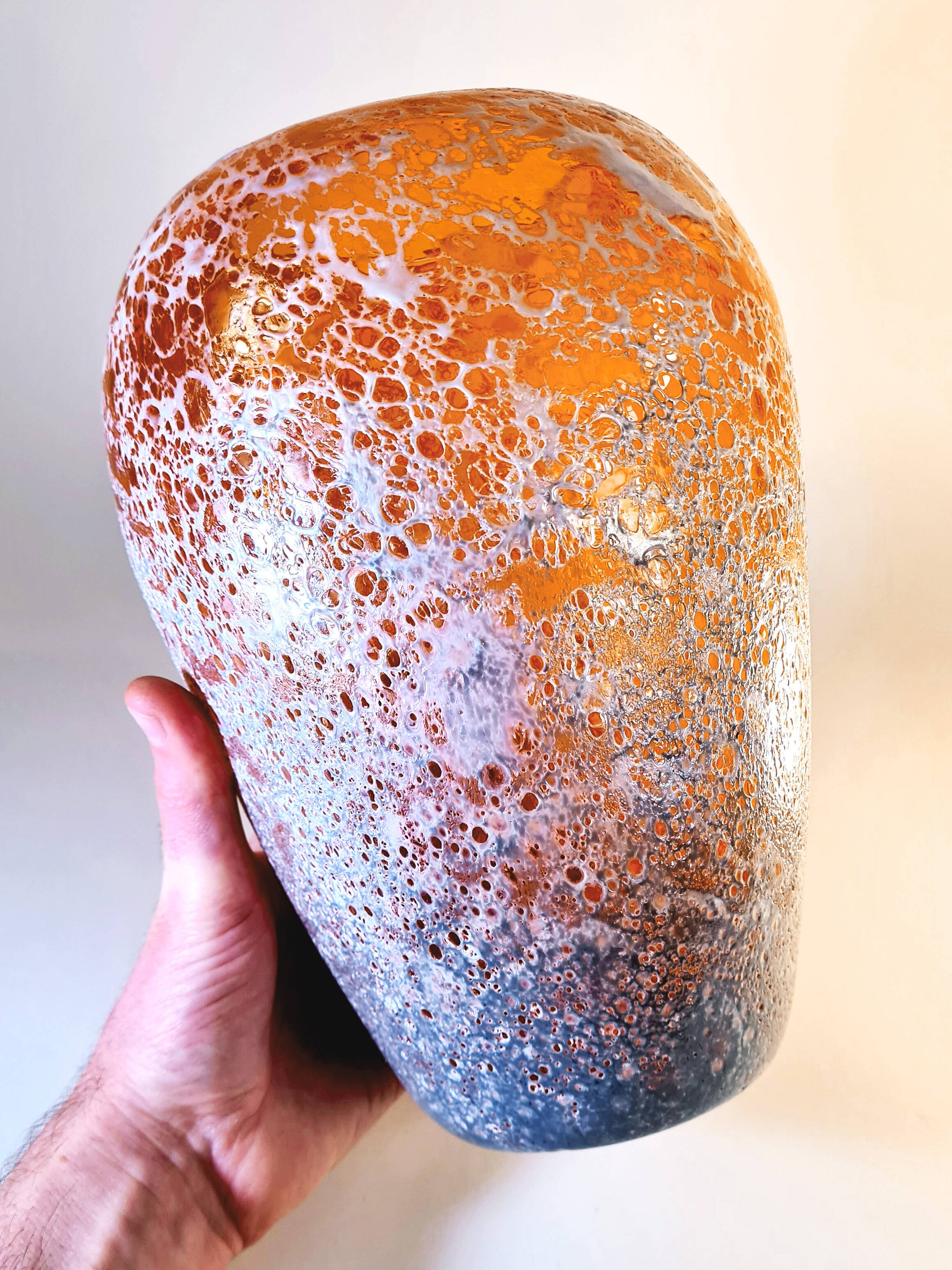 Blown glass vase – sea foam effect