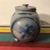 Lot 5 old blue sandstone 3 pots - carafe - vintage decoration tonneau