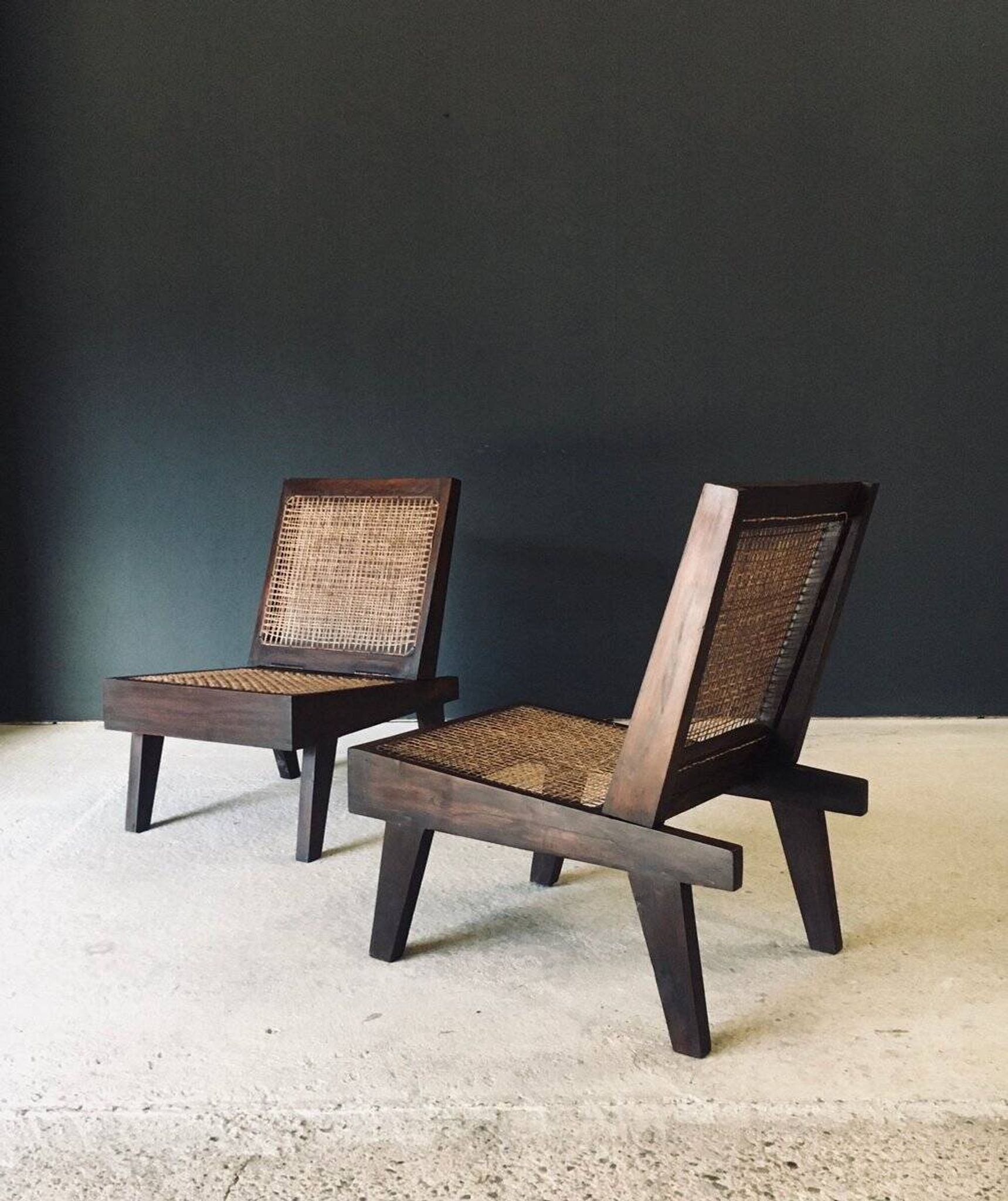 Low Modernist Folding Chairs by Pierre Jeanneret for Chandigarh, India, 1960s, Set of 2