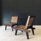 Low Modernist Folding Chairs by Pierre Jeanneret for Chandigarh, India, 1960s, Set of 2