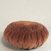Coussin rond plissé velours