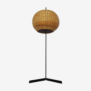 wonderful italian Mid Century Modern wicker ball floor lamp