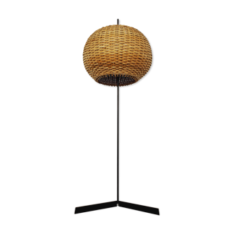 wonderful italian Mid Century Modern wicker ball floor lamp