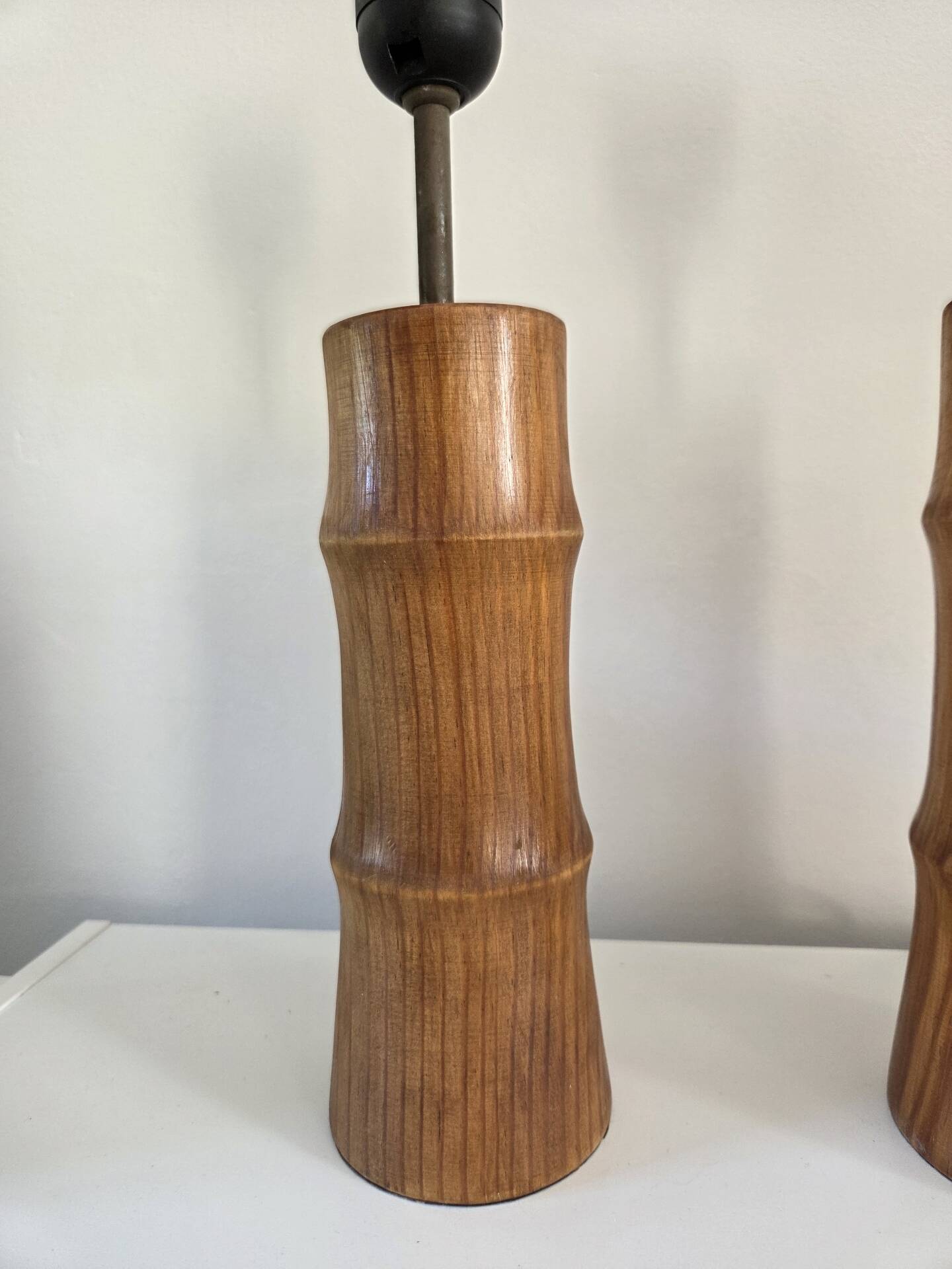 Paire de pieds de lampe bambou en bois