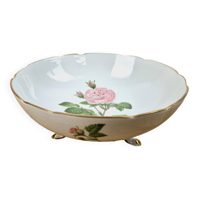Saladier tripode porcelaine de Paris à décor roses – Coupe vintage