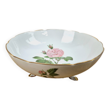 Saladier tripode porcelaine de Paris à décor roses – Coupe vintage