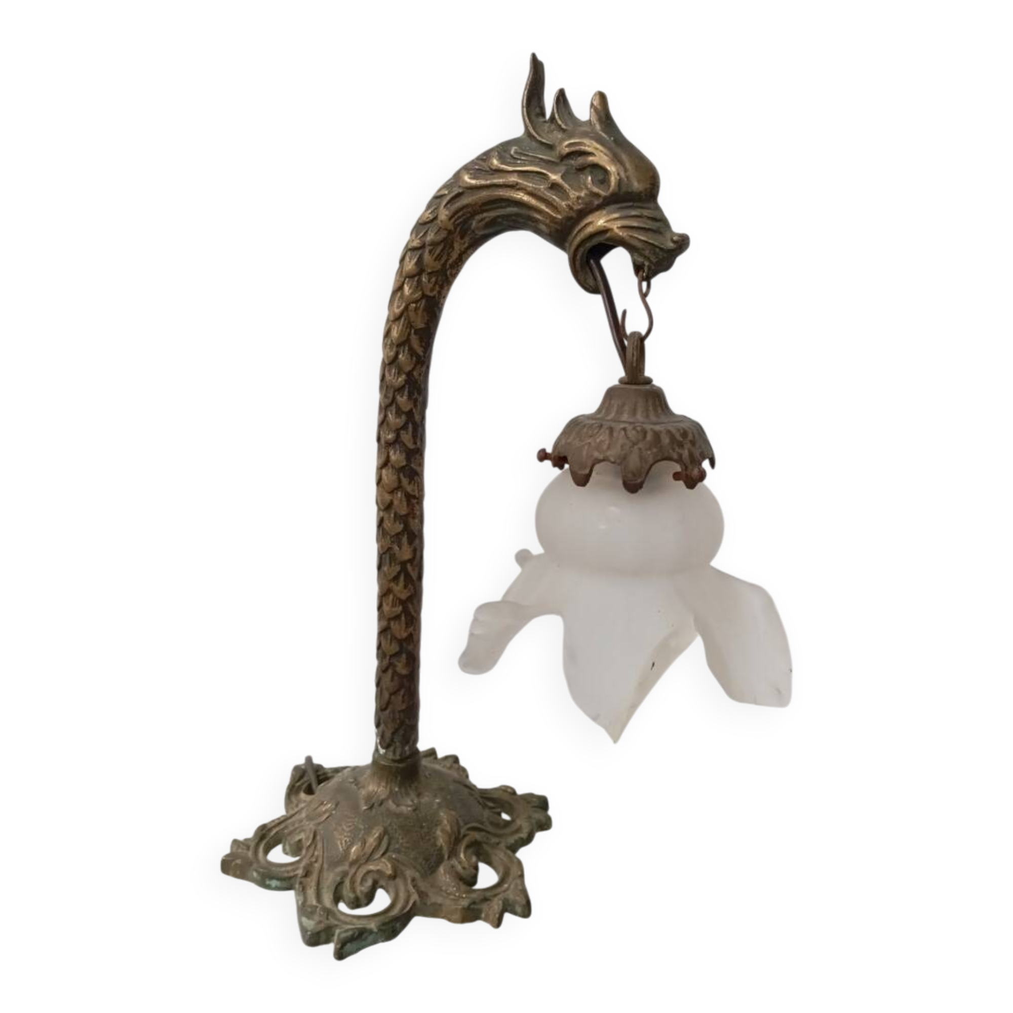 1930s bronze naga lamp