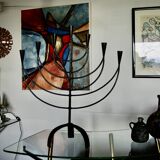 Menorah en fer forgé et battu suéde 1950