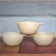 Set of 3 vintage village stoneware bowls, breakfast bowl, vintage ear bowl.