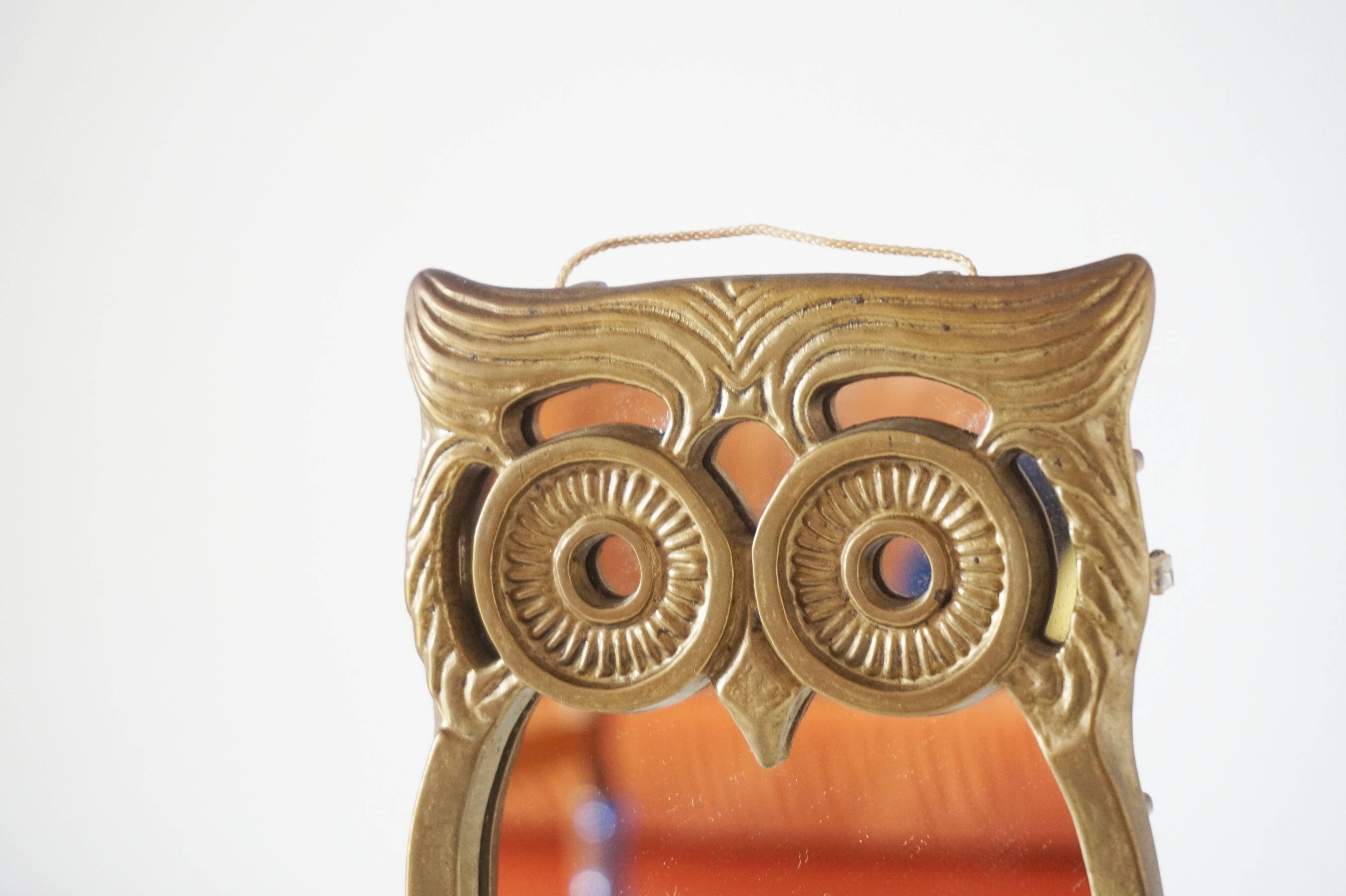 Brass owl mirror