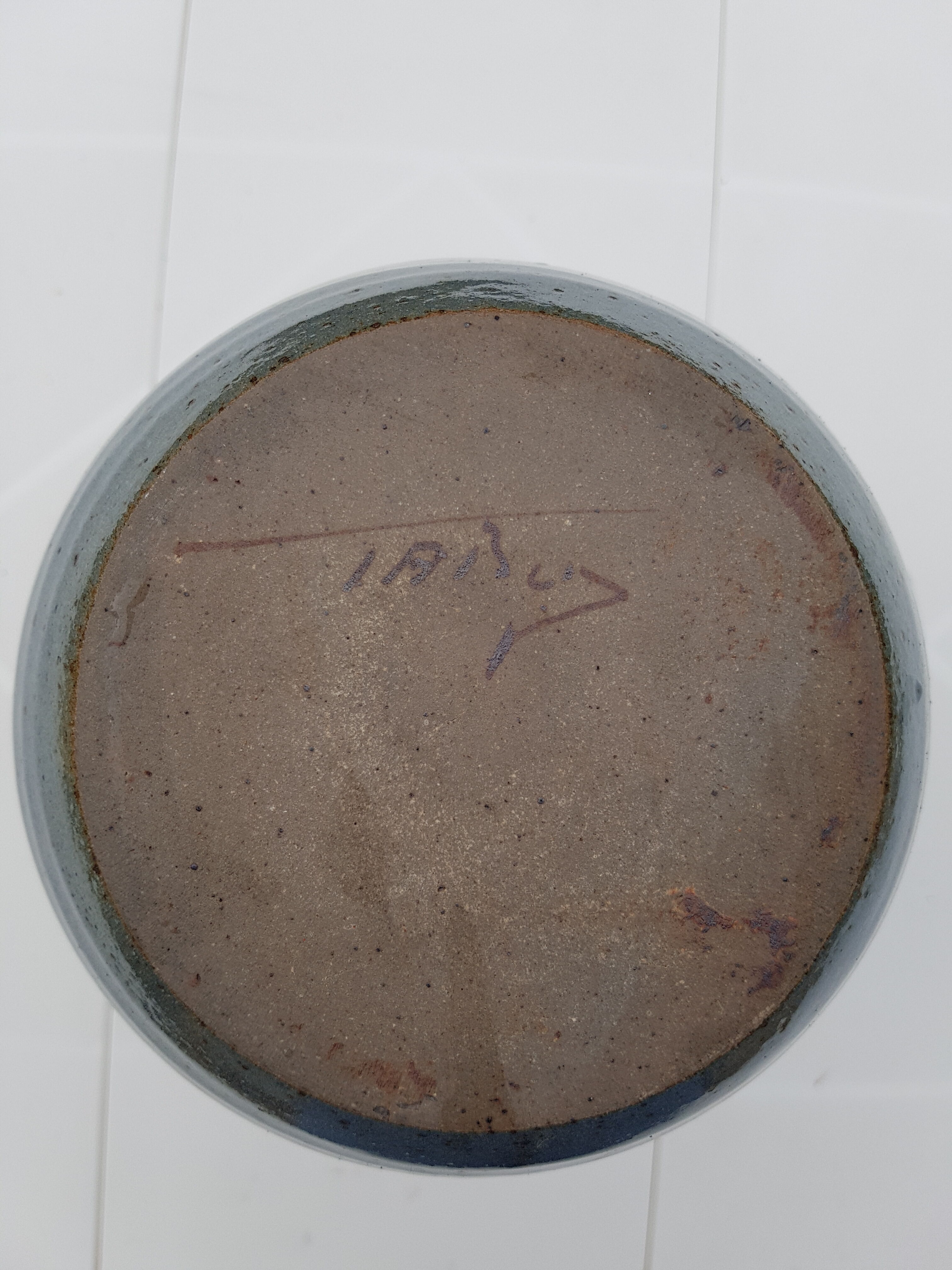 Enamel sandstone carafe signed 1980s