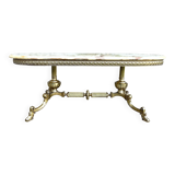 Louis XVI style oval coffee table in onyx and gilt brass