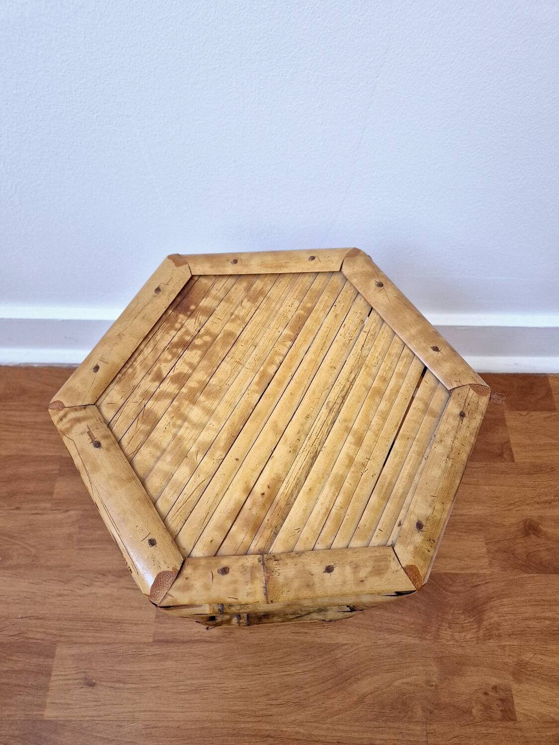 Vintage bamboo stool, plant stand