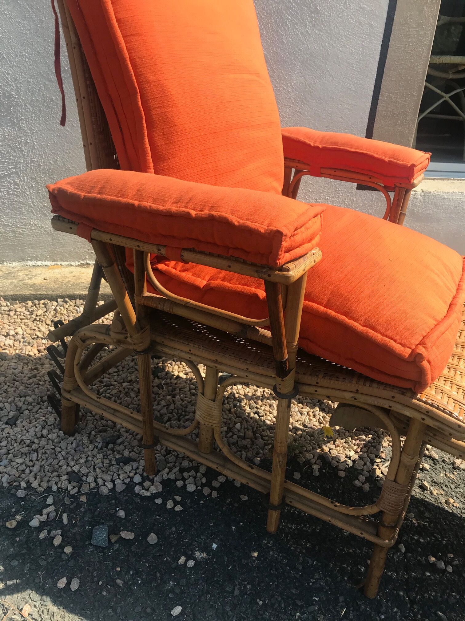 Rattan long chair and cushion