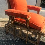 Rattan long chair and cushion