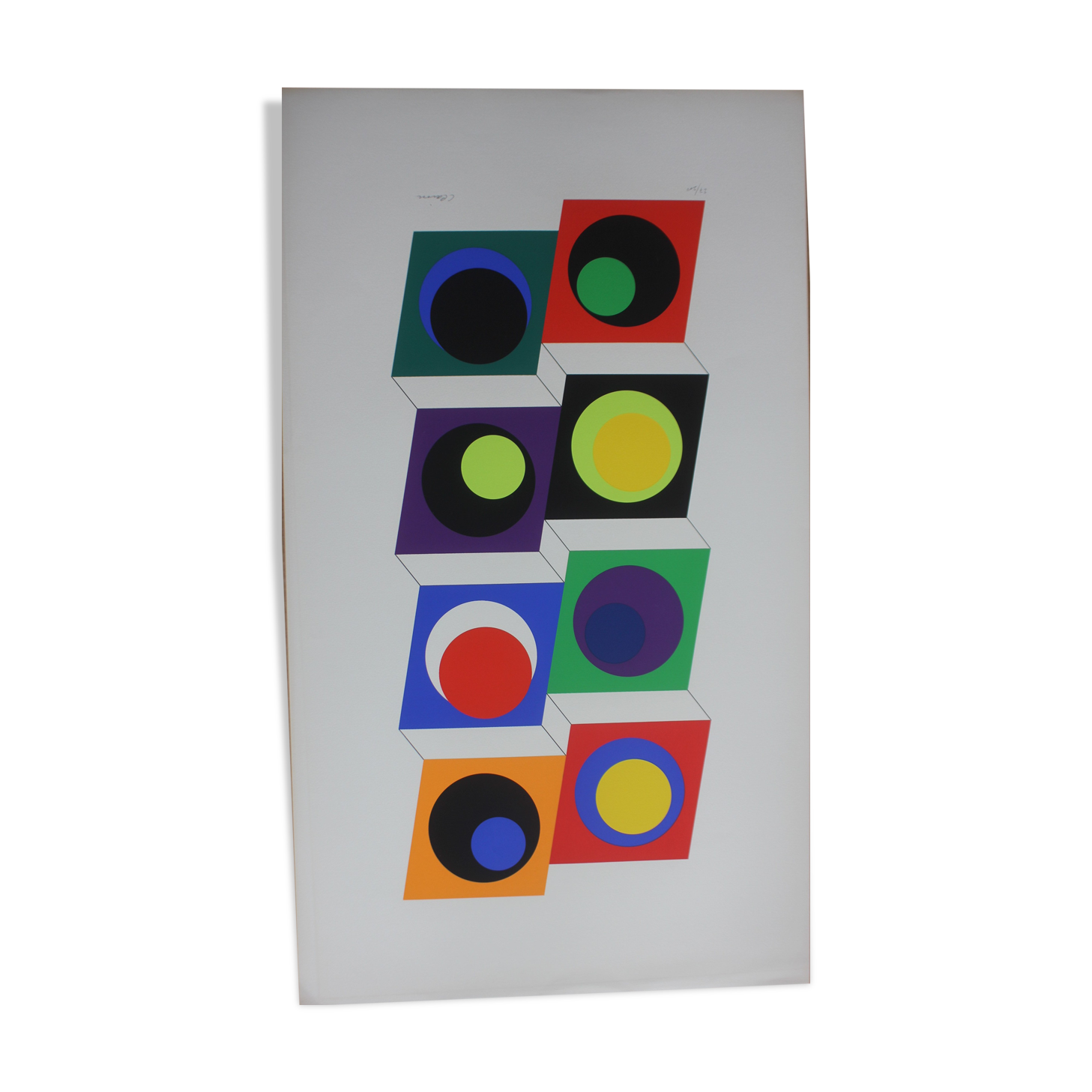 CLAISSE Geneviève Silkscreen print signed numbered abstract geometric 1967 circles