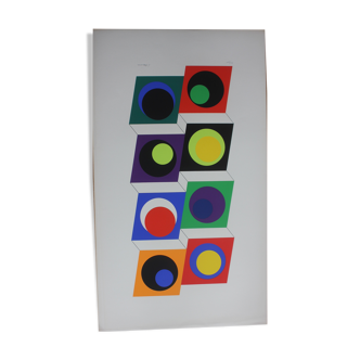 CLAISSE Geneviève Silkscreen print signed numbered abstract geometric 1967 circles