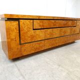 Burl wood credenza by Jean Claude Mahey, 1970s
