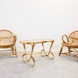 Vintage mid century rattan lounge set by Dirk Sliedregt for Rohe