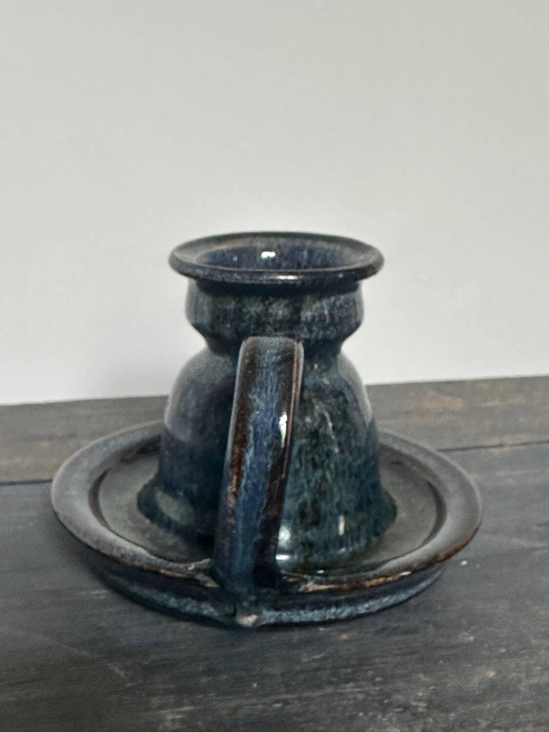 Enameled stoneware candle holder