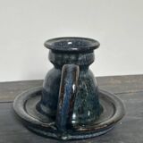 Enameled stoneware candle holder