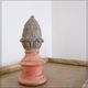Vintage Decorative Cast Iron Pine Cone on Wooden Base